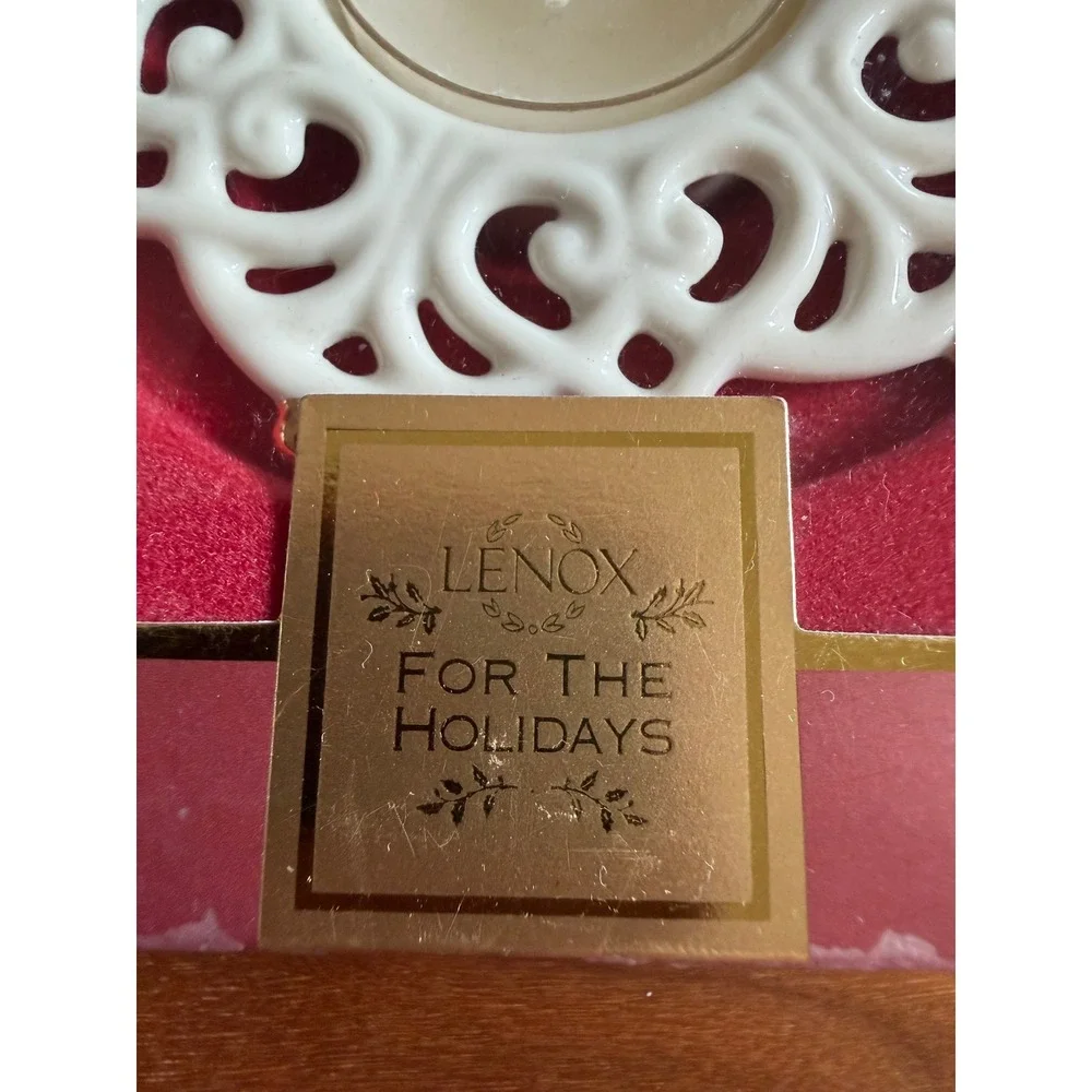 VTG Lenox Snow Lights Sparkle Tealight Votive Holder Ivory Gold Accent